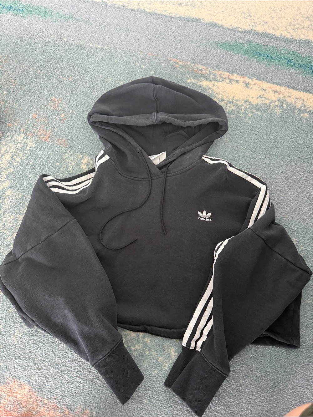 adidas Black Crewneck Sweatshirt with White Three-Stripes